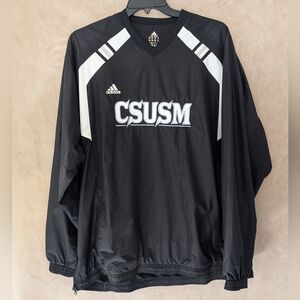 Adidas windbreaker pullover with "CSUSM" printed on the front. 
